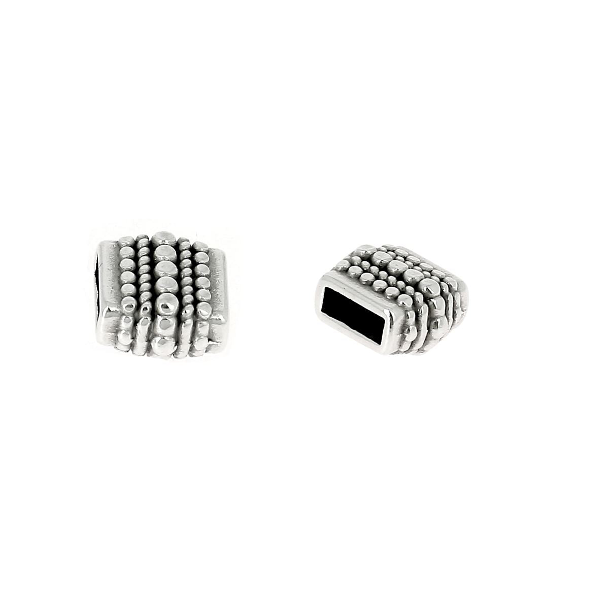 Passant coulissant en argent vieilli pour bracelet en cuir de 5 mm, création de bijoux ethnique.