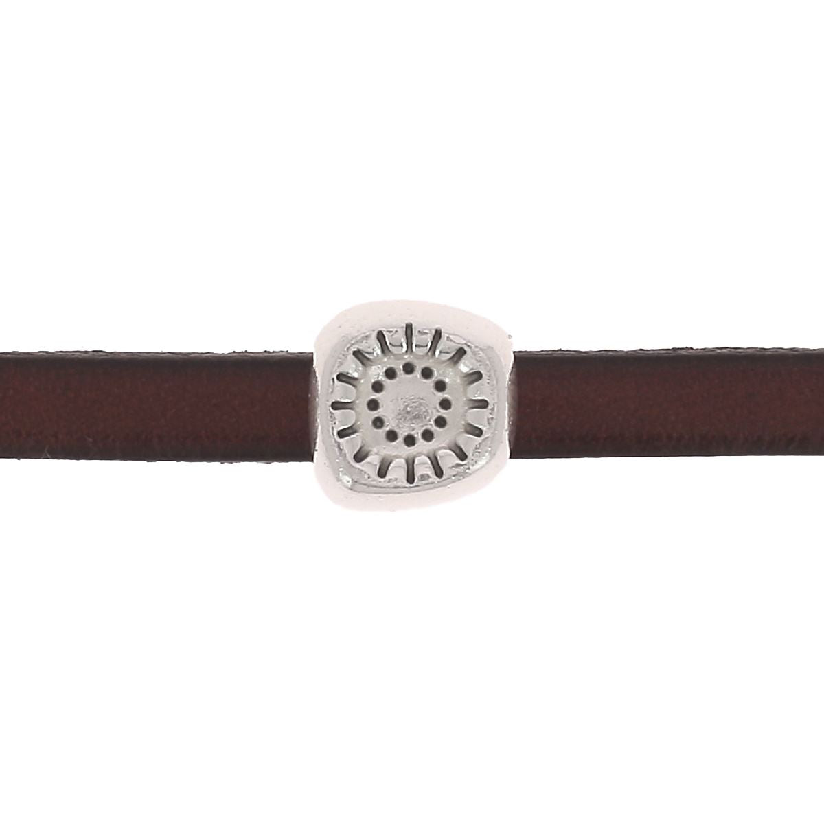 Perle passant maya pour bracelet en cuir de 5 mm de large