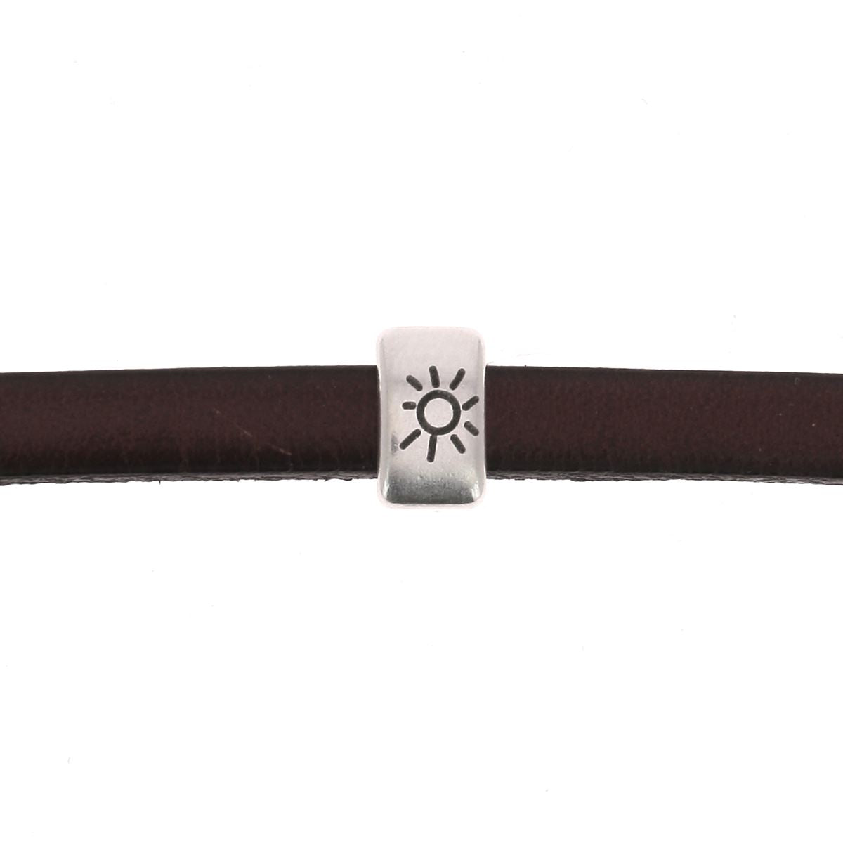 Perle passant soleil pour bracelet en cuir de 5 mm de large