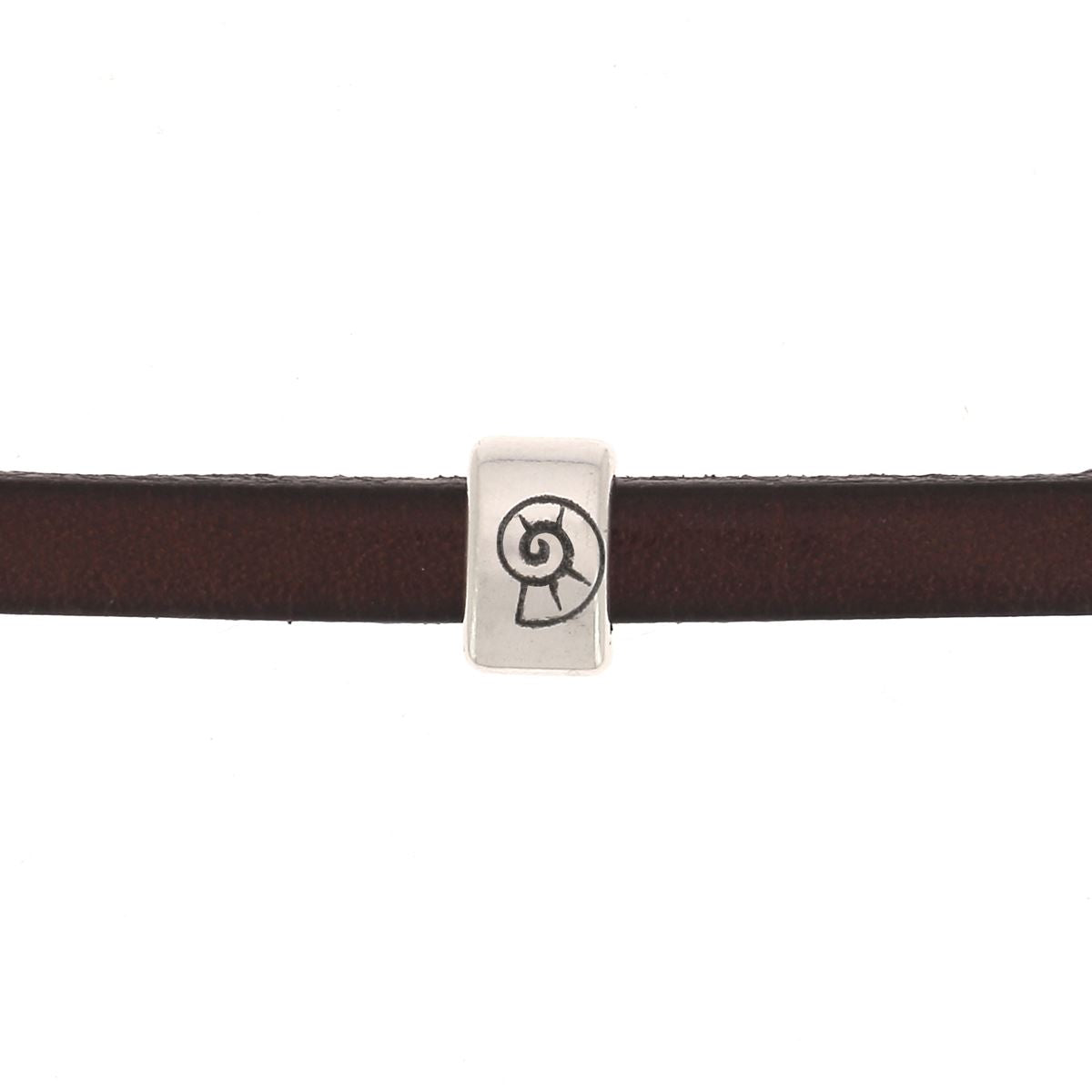 Perle passant coquillage pour bracelet en cuir de 5 mm de large