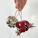 Boule de Noël en cuir bleue à assembler, kit DIY Deco Cuir pour créations décoratives de fêtes.