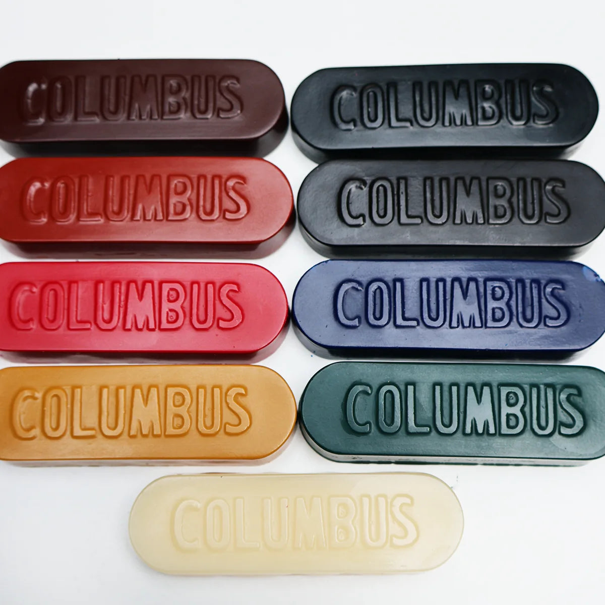 Cire Columbus pour tranches et fils, 25g, noir, pour l'entretien du cuir, texture de cire solide visible dans l'image
