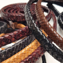 Lacet en cuir Régaliz teinté tressé - 12x6mm - Deco Cuir