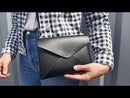 Pochette ENVELOPPE en cuir MARRON à personnaliser