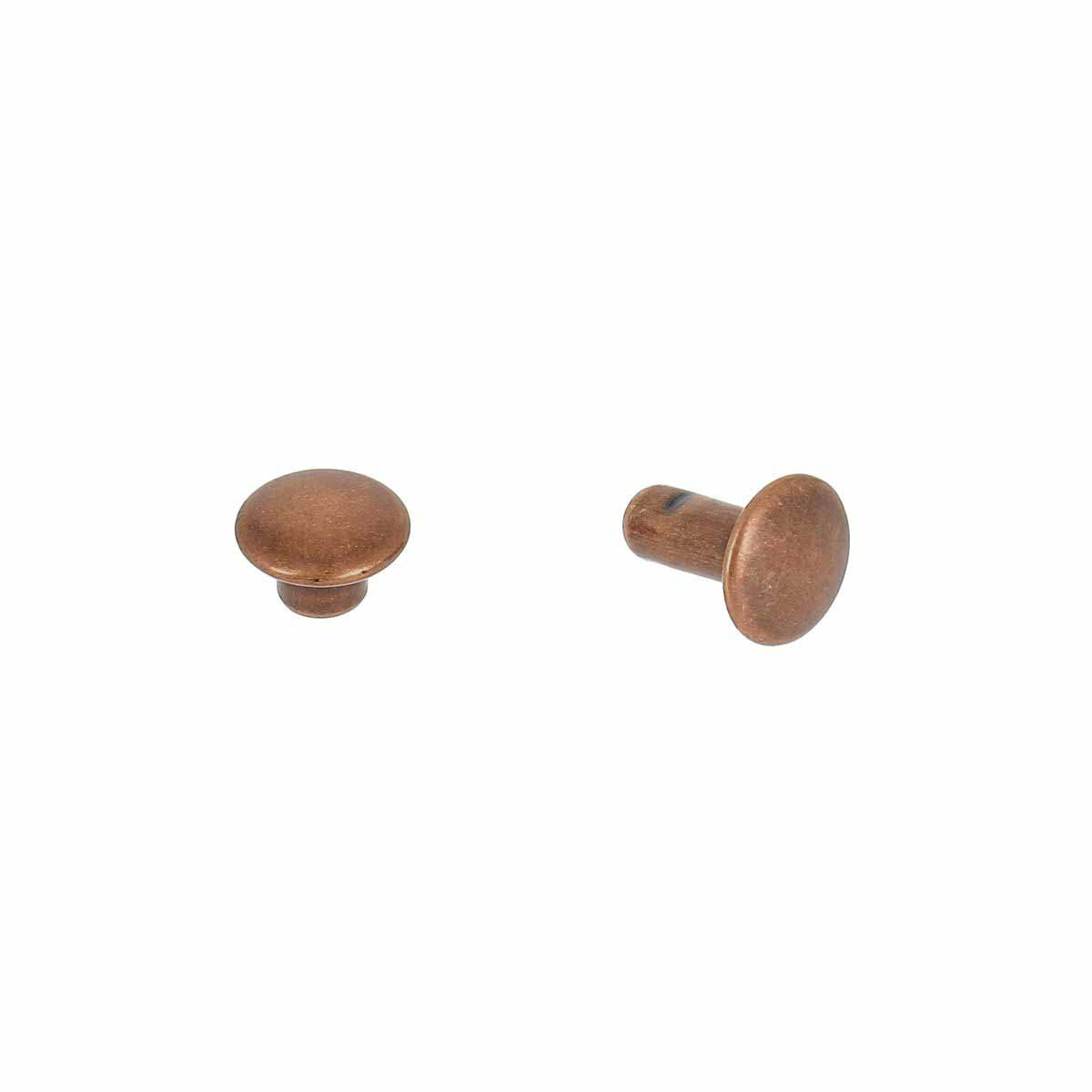Rivets doubles calotte en laiton, taille moyenne, couleur vieux cuivre, accessoires pour cuir, marque Deco Cuir