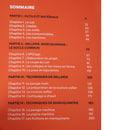 Page de sommaire du livre "Techniques de sellerie-maroquinerie" d'Emmanuelle Sarsar et Anaïs Guégan, éditions Eyrolles.