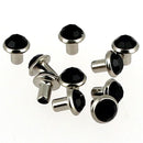 Lot de 10 rivets strass noirs Deco Cuir, accessoires décoratifs en métal pour personnaliser vêtements ou accessoires.