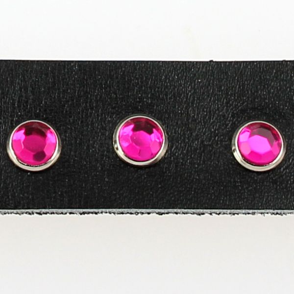 Lot de 10 rivets strass rose fuchsia Deco Cuir, accessoires métalliques ornés de strass pour personnaliser vos projets de couture.
