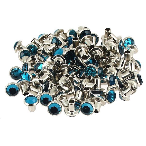 Lot de rivets strass bleu turquoise Deco Cuir, accessoires décoratifs avec rivets en strass pour personnaliser vos projets.