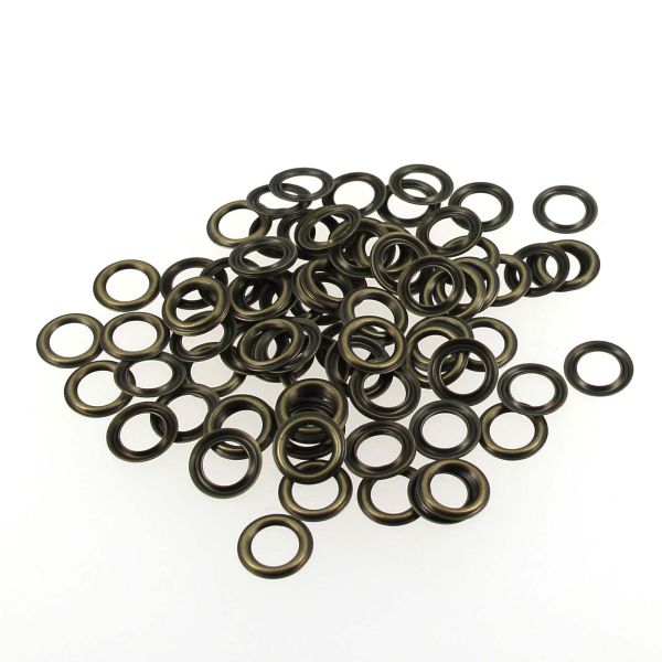 Lot de 100 rondelles en laiton vieilli pour œillets à rouler, diamètre 6mm, accessoires Deco Cuir, idéal pour maroquinerie.