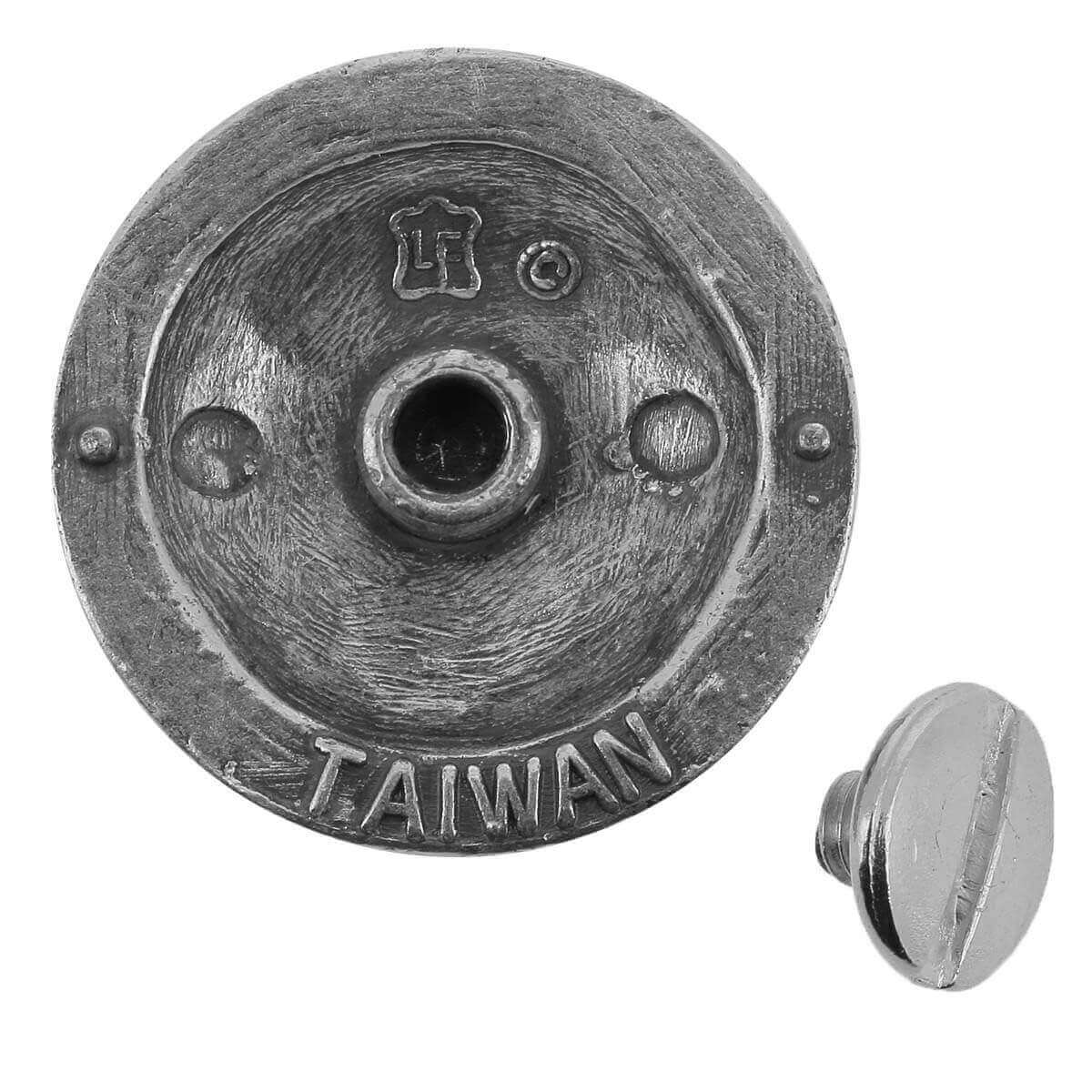 Concho à visser Rosace Celtique de 25mm en argent vieilli, accessoire décoratif pour cuir ou artisanat, signé Ivan.