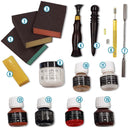 Kit d'outils Deco Cuir pour le travail des tranches, comprenant des outils de teinture premium pour le cuir.