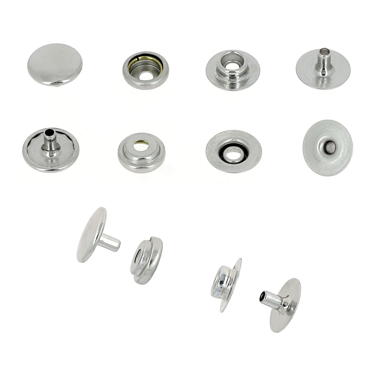 Lot de boutons pression en acier nickelé FORTS - LINE 20, diamètre 12,5 mm, accessoires pour couture et bricolage.