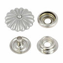 Bouton pression fleur nickelé mat de 20mm, accessoire Line 24, design élégant pour projets de couture et décoration.