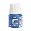 Peinture acrylique pour cuir Pébéo Setacolor, 45ml, fini mat ou satinée, couleur Bleu Océan, visuel du flacon.