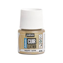 Peinture cuir acrylique Setacolor Pébéo PAILLETÉ OR 37, bouteille de 45ml avec finition brillante or sur fond blanc.