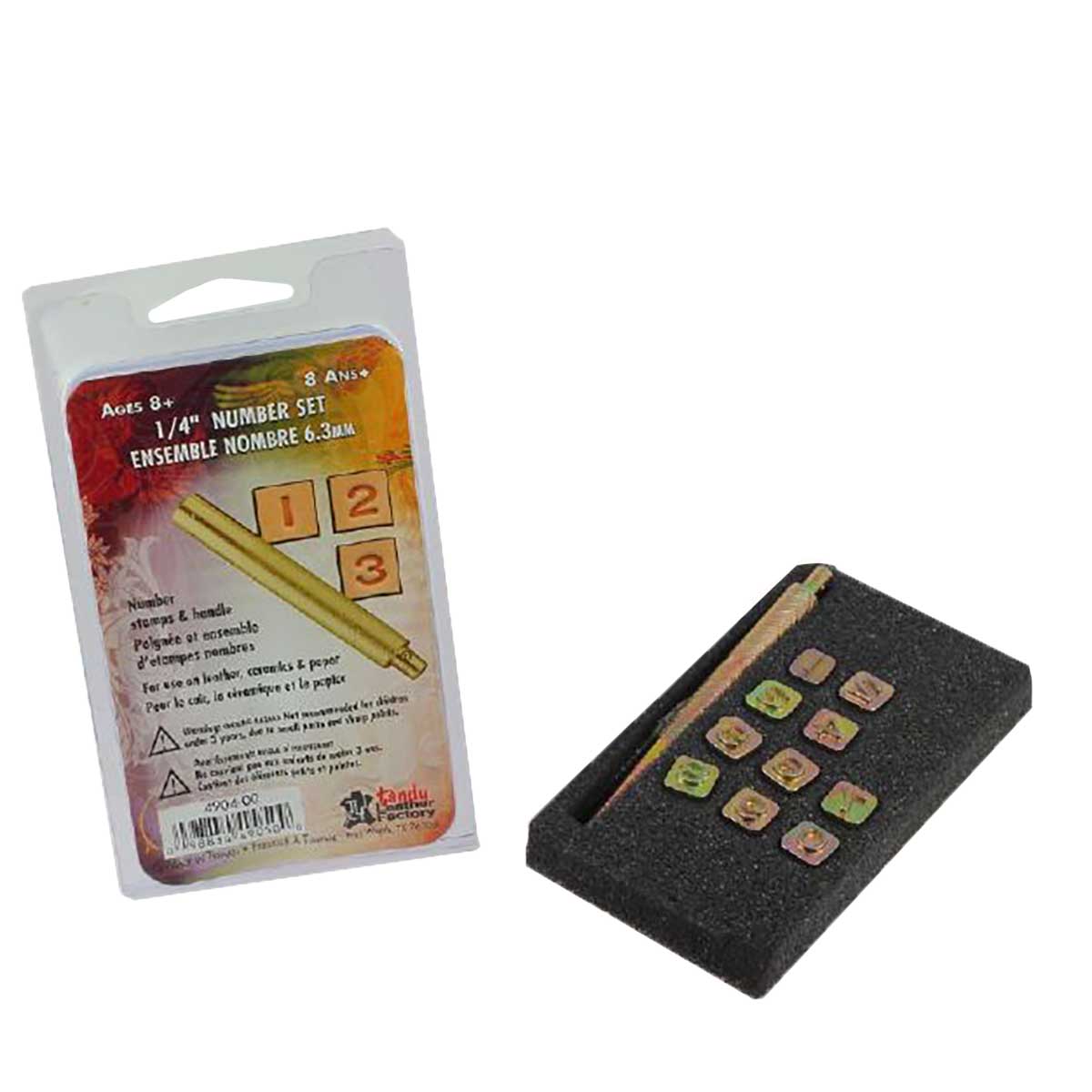 Outils Tandy Leather, jeu de 10 chiffres à frapper de 0,63 cm pour la création de marques sur cuir.