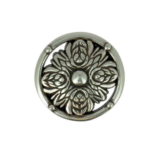 Concho à visser Empire argent vieilli de 28 mm, accessoire en métal pour vêtements ou artisanat, par la marque Ivan.