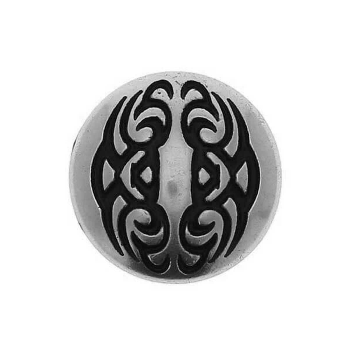 Concho à visser Tribal en argent vieilli de 19mm, accessoire de bijoux de la marque Ivan, visible avec détails texturés.