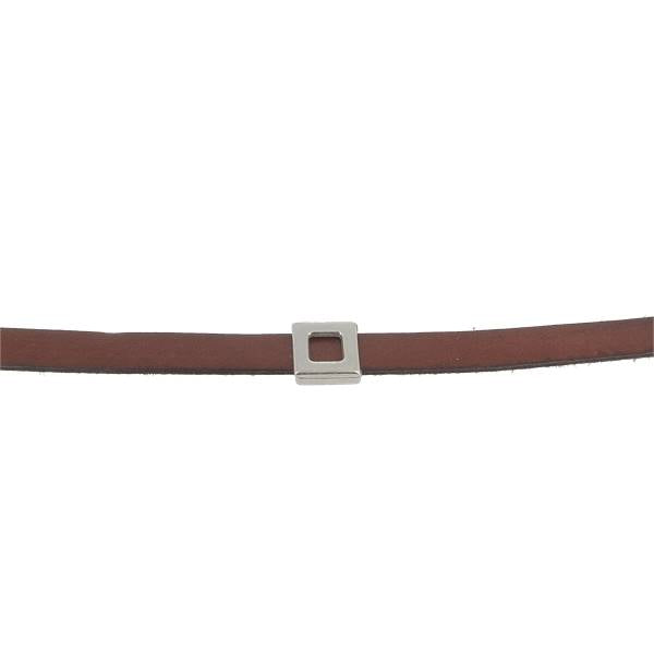Coulissant classique carré plat en argent vieilli, lanière de 10 mm pour création de bijoux, image montrant la finition et la texture