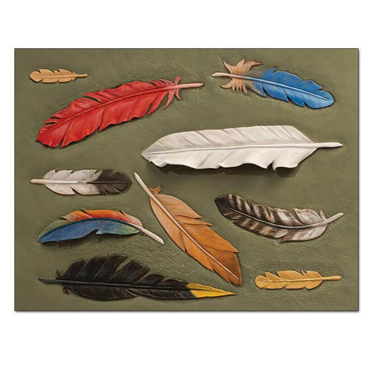 Calque réutilisable pour transfert de motifs sur cuir avec motif de plumes, outil de Tandy Leather pour décoration.
