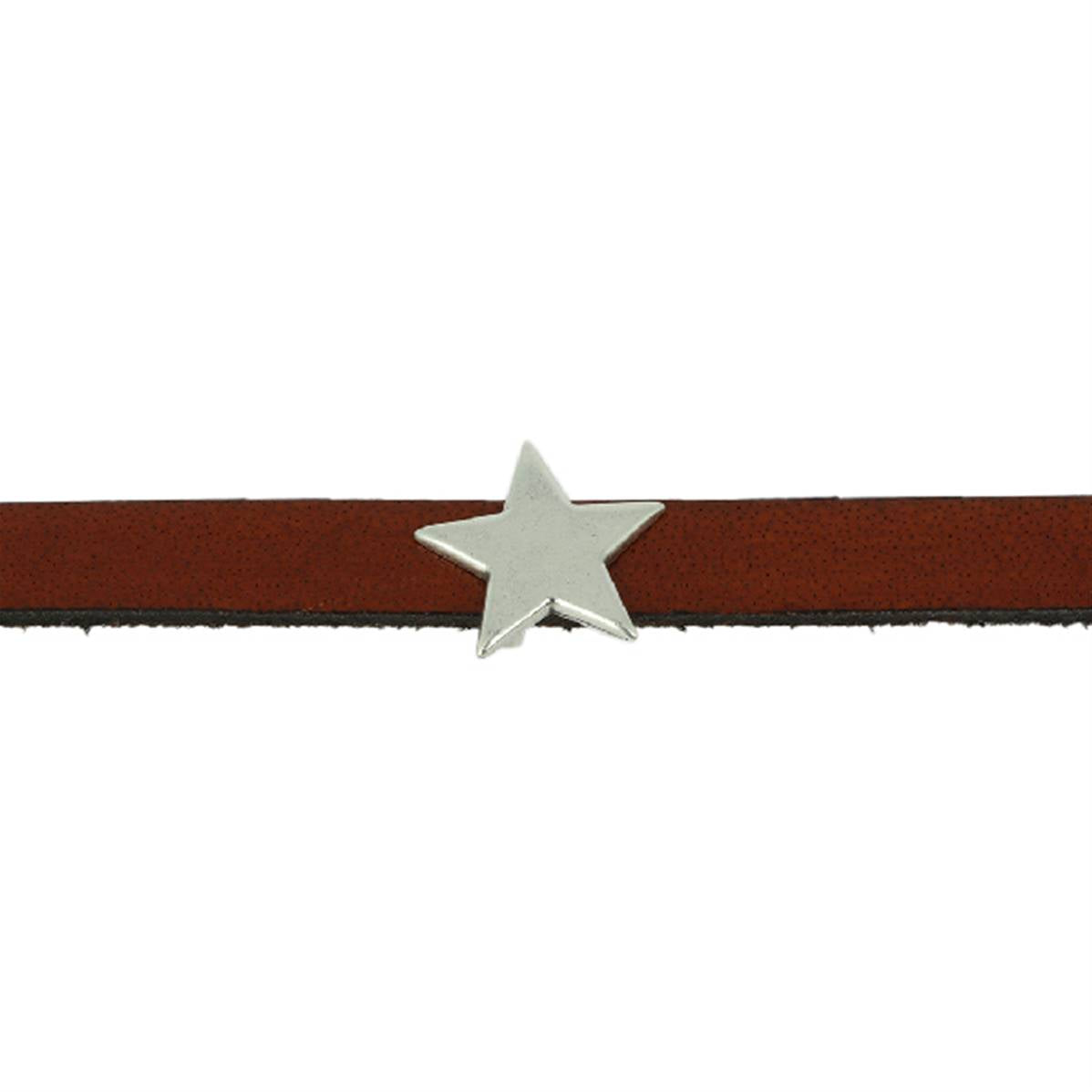 Coulissant étoile en argent vieilli, lanière de 5 mm pour bijoux, création de bijoux, finition élégante et détaillée.