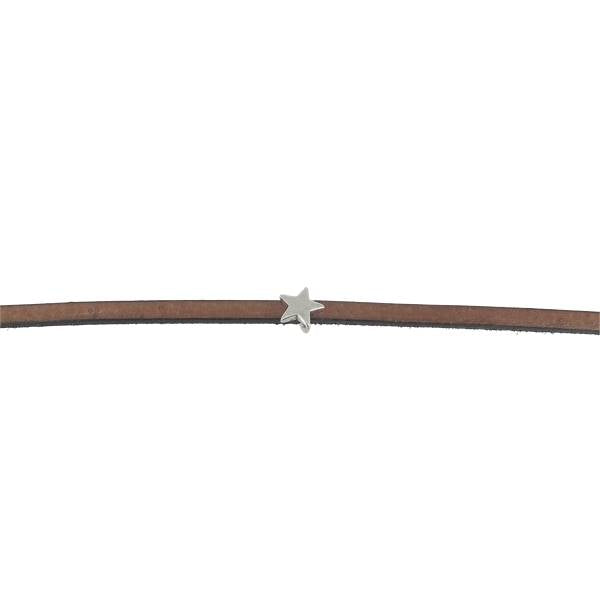 Coulissant étoile en argent vieilli, lanière de 5 mm pour créations bijoux, finition élégante et détaillée.