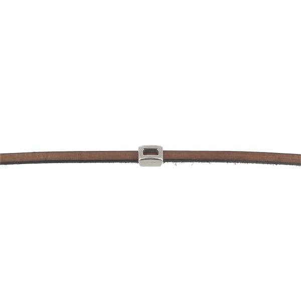 Coulissant rectangle vide en argent vieilli, lanière de 5 mm pour créations bijoux, image montrant le design du produit.