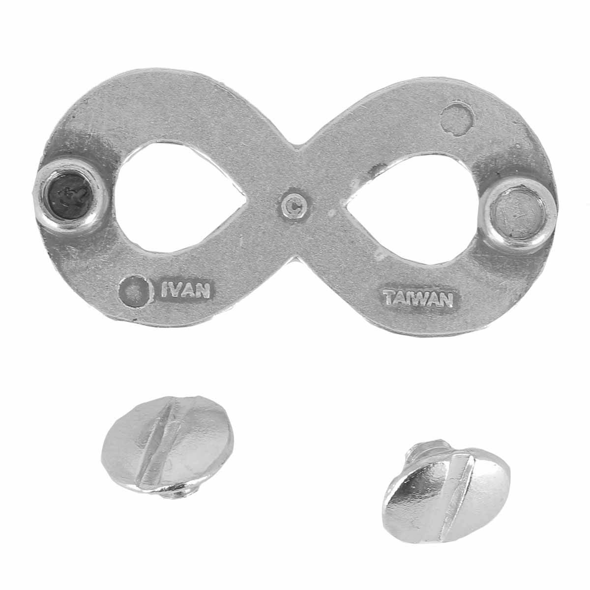 Concho à visser INFINITY en argent vieilli, 38x19mm, accessoire décoratif en métal pour cuir ou textile.
