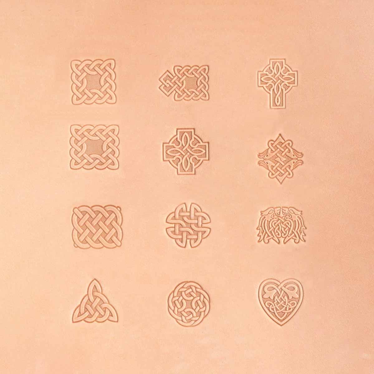 Jeu de 12 matoirs celtique Tandy Leather, outils à frapper de 2,5 x 3 cm pour cuir et artisanat.