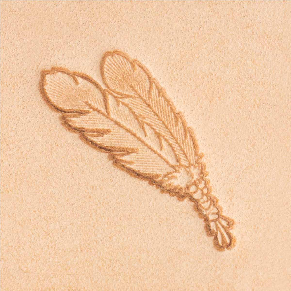 Outil Matoir 3D Tandy Leather avec motifs de plumes pour la décoration du cuir, modèle 8600.