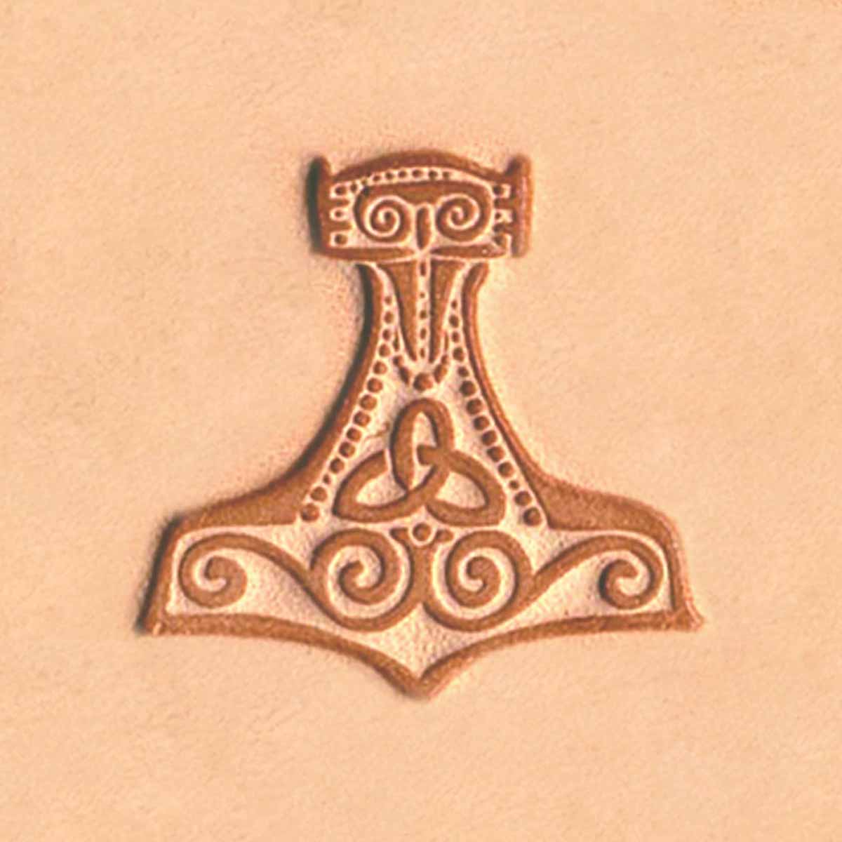 Matoir 3D Tandy Leather en forme de marteau Mjolnir, outil de sculpture et de forge avec détails réalistes.