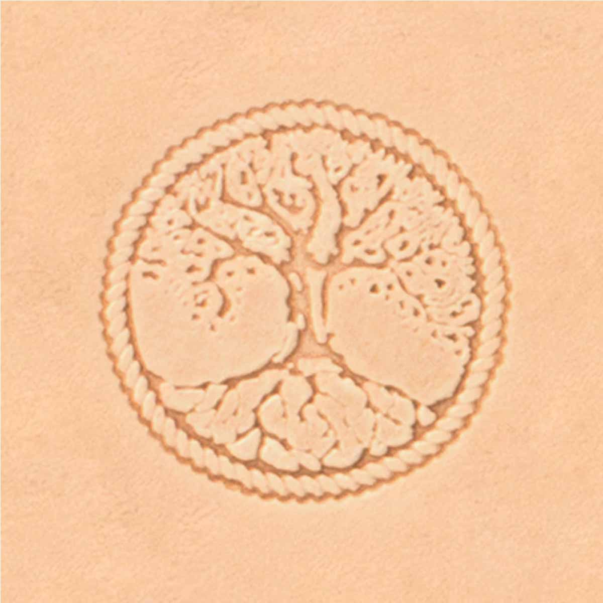 Outil Tandy Leather Matoir 3D représentant l'arbre de la vie, en acier, utilisé pour la décoration en cuir.