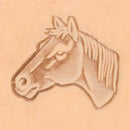 Outils Matoir 3D Tandy Leather représentant un cheval regard gauche, utilisé pour la sculpture et la gravure sur cuir.