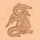 Matoir 3D Tandy Leather en forme de dragon pour outils de cuir, visible avec détails en relief et poignée en bois.