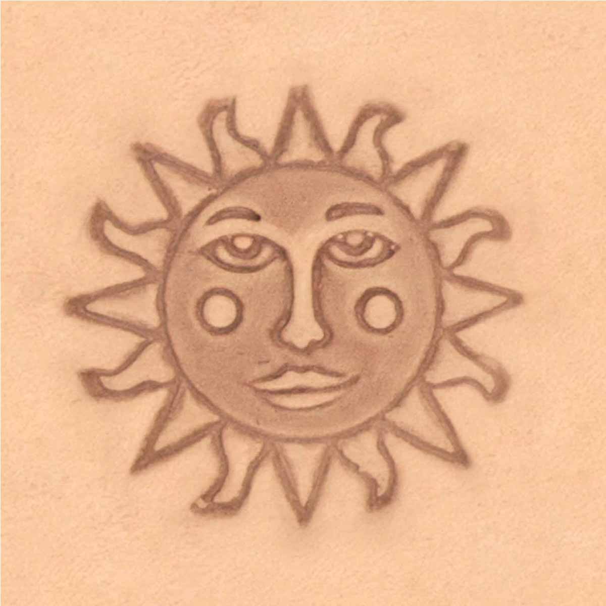 Matoir 3D Tandy Leather Soleil, outil de sculpture en cuir avec motif soleil en relief.