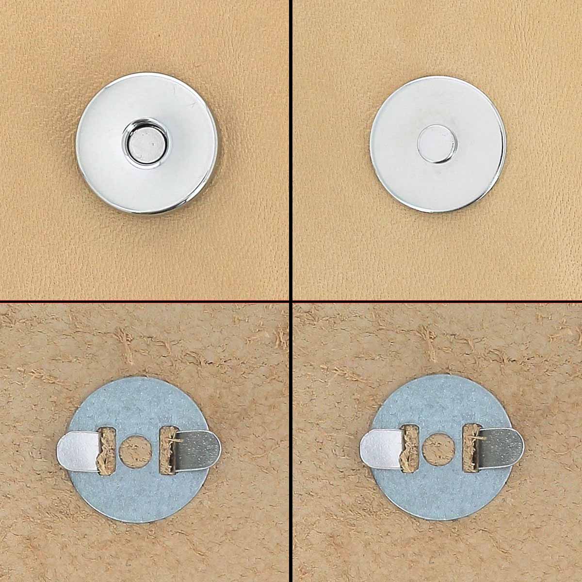 Fermoir TOP magnétique puissant rond en nickel, accessoire en plastique pour bijoux, image montrant la fermeture en détail.