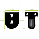 Fermeture de cartable TUCK 23x30mm, accessoire en métal pour sacs et sacs à dos, illustration schématique.