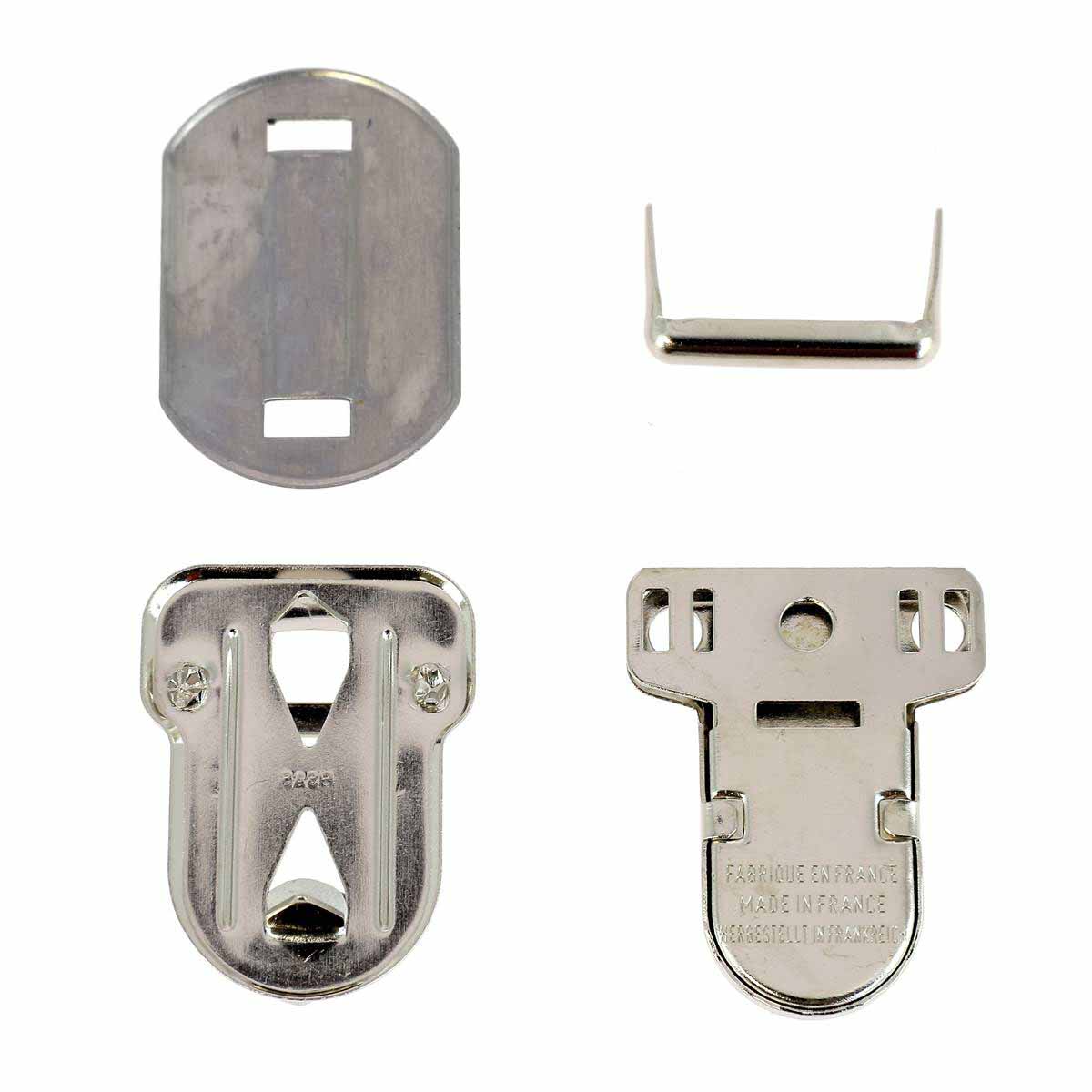 Fermeture de cartable TUCK de 28x36mm, accessoire de fixation en métal pour sac ou cartable, couleur argentée.