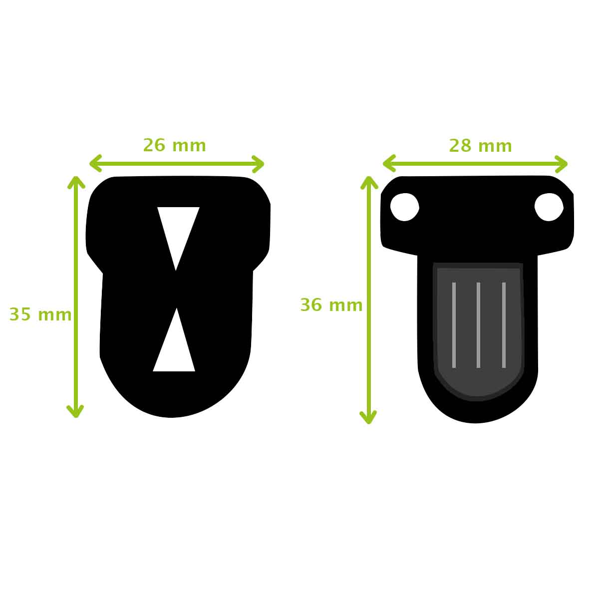 Fermeture de cartable TUCK de 28x36 mm, accessoire pour sac à dos ou sac scolaire, en métal robuste.