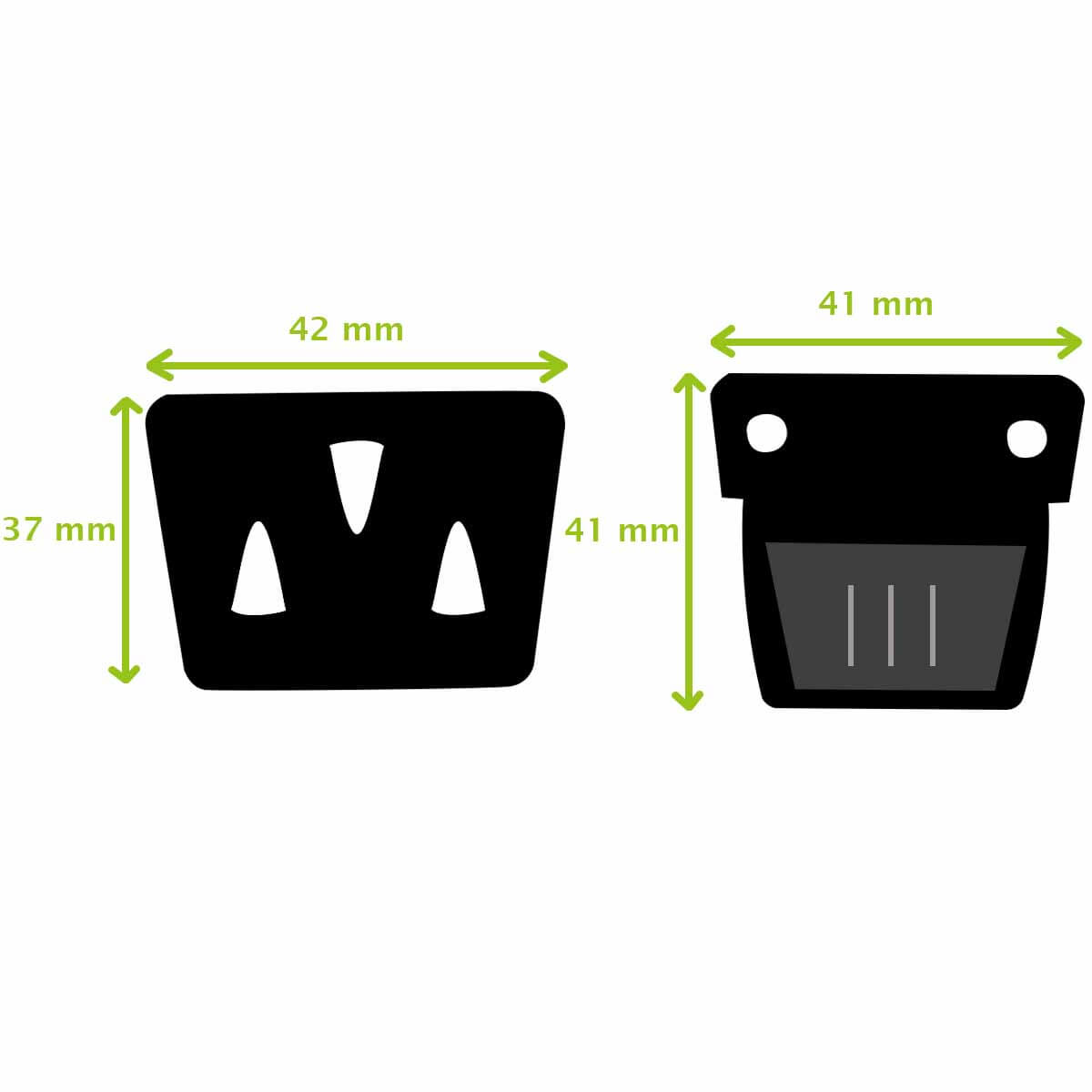 Fermeture de cartable TUCK 41x41mm, accessoire pour sac ou cartable, en métal, avec schéma de fixation visible.