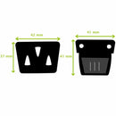 Fermeture de cartable TUCK 41x41mm, accessoire pour sac ou cartable, en métal, avec schéma de fixation visible.
