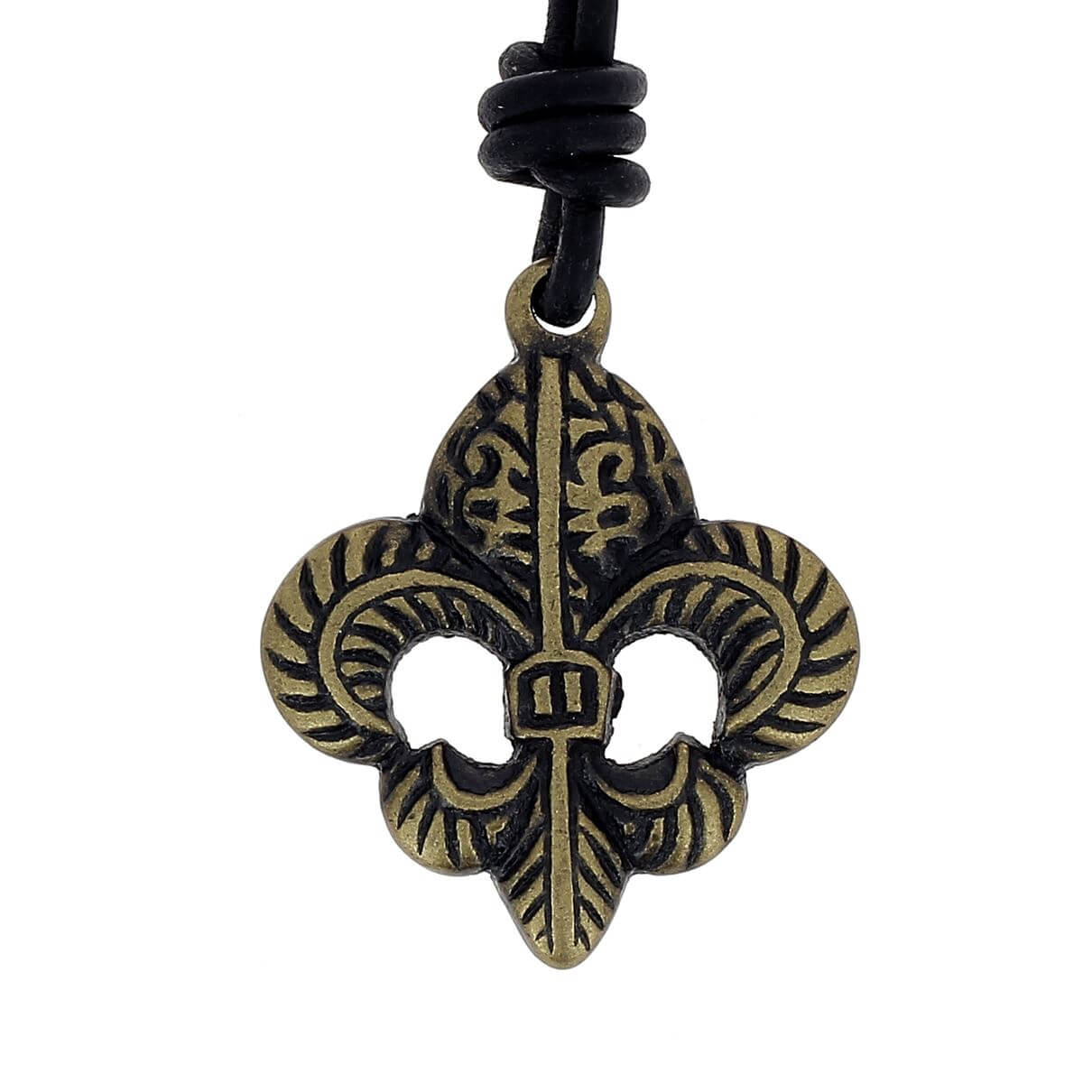 Pendentif Fleur de Lys antique en accessoires, mesure 43x36mm, en métal ancien avec détails ornementaux.