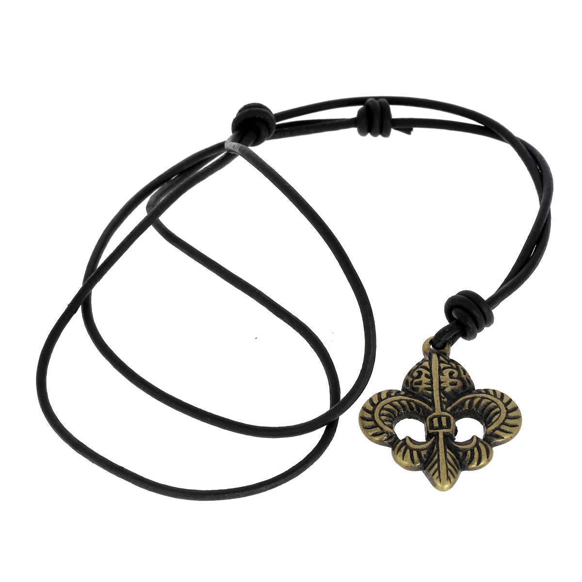 Pendentif Fleur de Lys antique en accessoire, 43x36mm, ornement en métal avec motif classique, idéal pour bijoux élégants.
