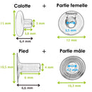 Kit de 10 boutons pression de 15mm avec outils de pose, accessoires pour couture et bricolage, en images.