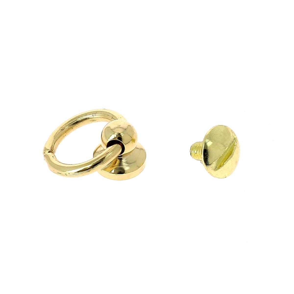 Bouton de col avec anneau en laiton doré pour lanière de 10 mm, accessoire élégant et pratique.