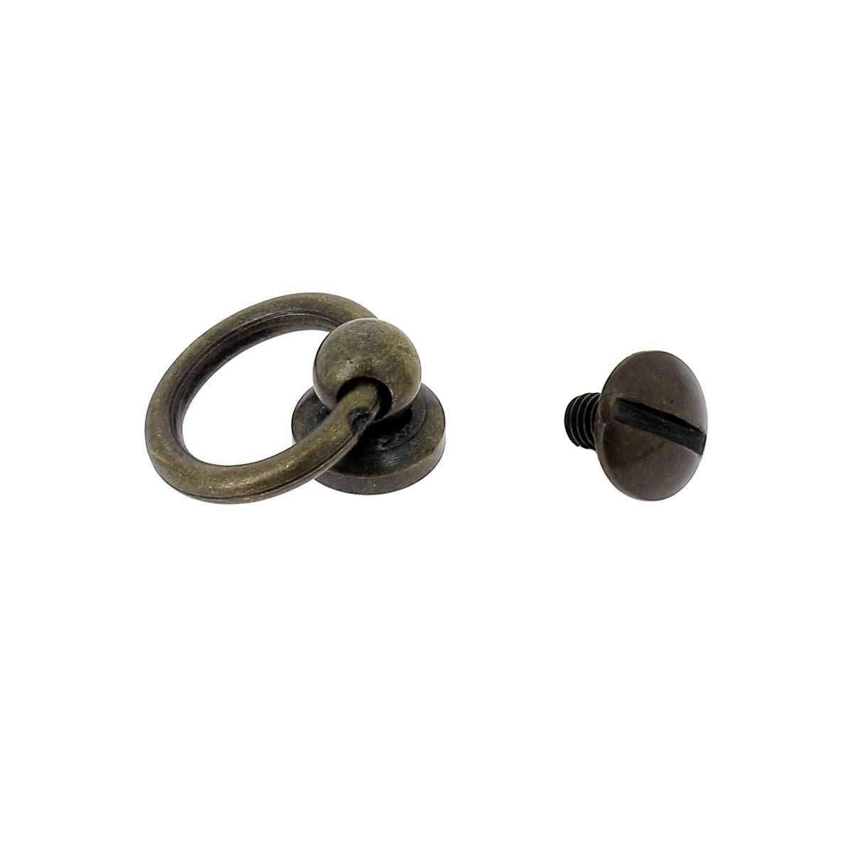 Bouton de col avec anneau en laiton vieilli pour lanière de 10 mm, accessoire pour fixation de lanière en cuir.