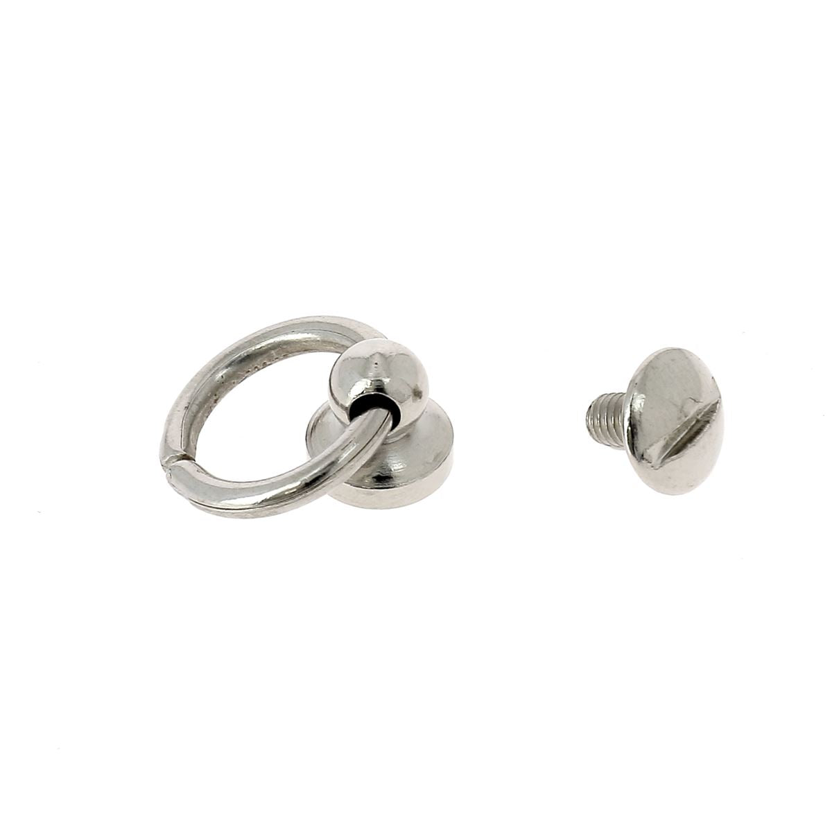 Bouton de col avec anneau en nickel pour lanière de 10 mm, accessoire en métal avec vis de 3x5 mm.