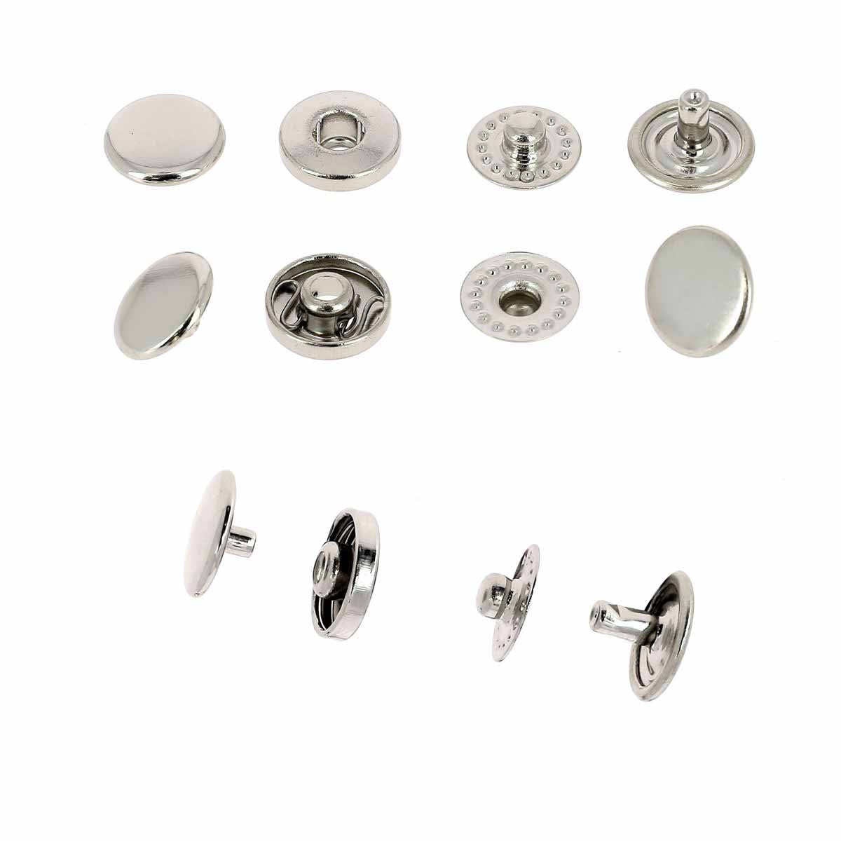 Lot de 10 boutons pression en nickel GLOVE SNAPS LINE 16, diamètre 10 mm, accessoires pour couture et maroquinerie.