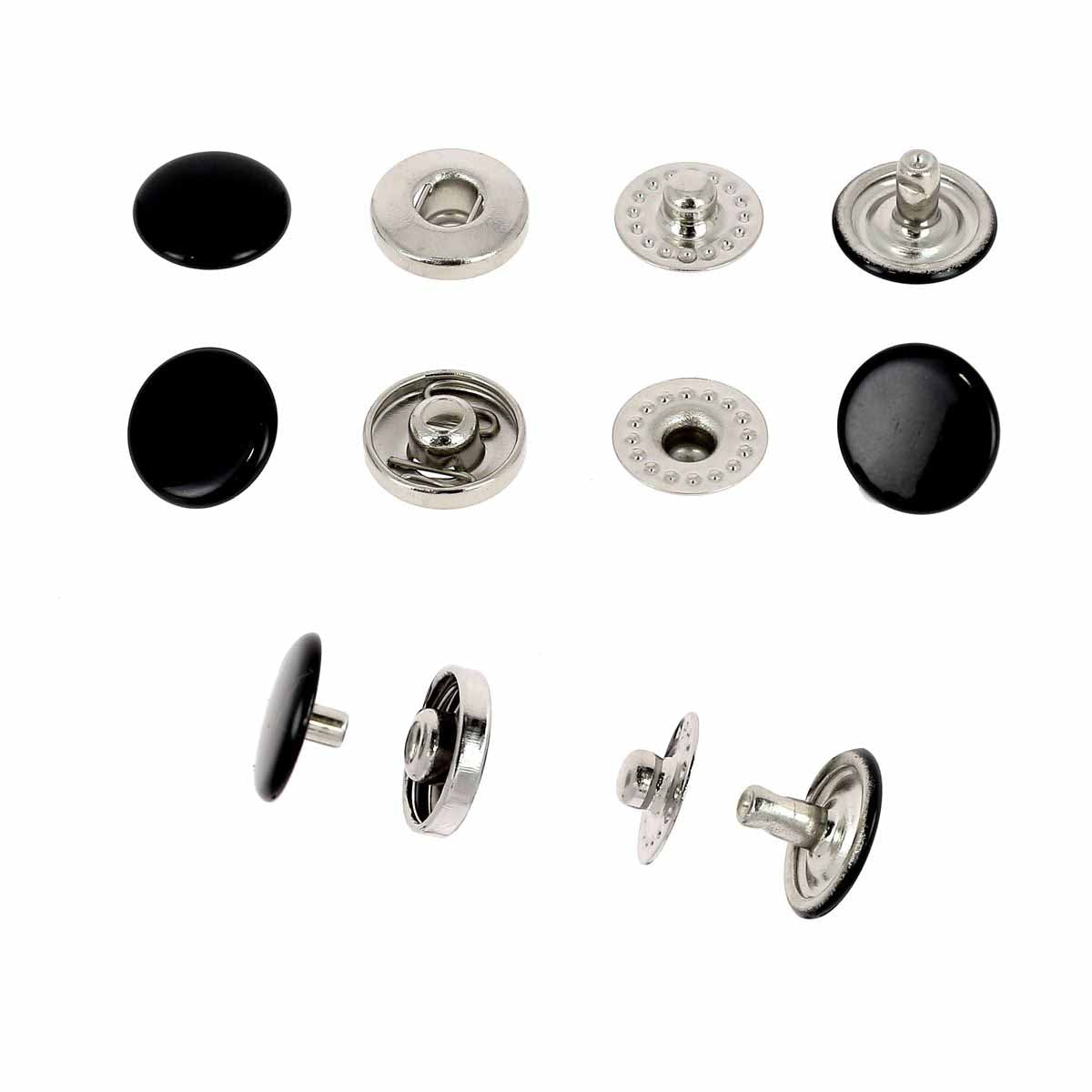 Lot de 10 boutons pression GLOVE SNAPS de 10 mm, accessoires en noir pour couture et maroquinerie, marque Autres.